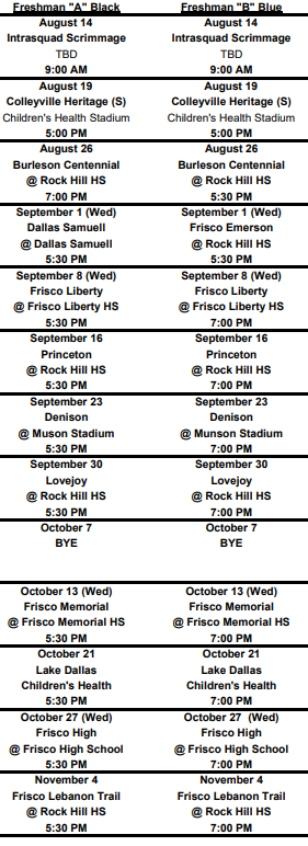 2021 9th Football Schedule